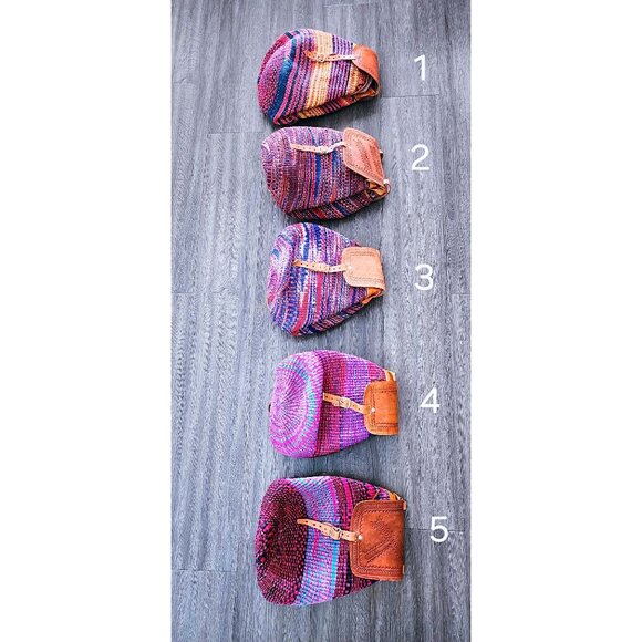 Kiondo Medium African Handwoven Backpack with Leather Adjustable Shoulder Straps - Picture 3 of 3